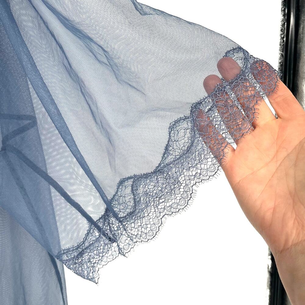 Victoria's Secret Sheer Mesh Lace Kimono Robe Slate Blue Open Front M/L - Picture 6 of 9
